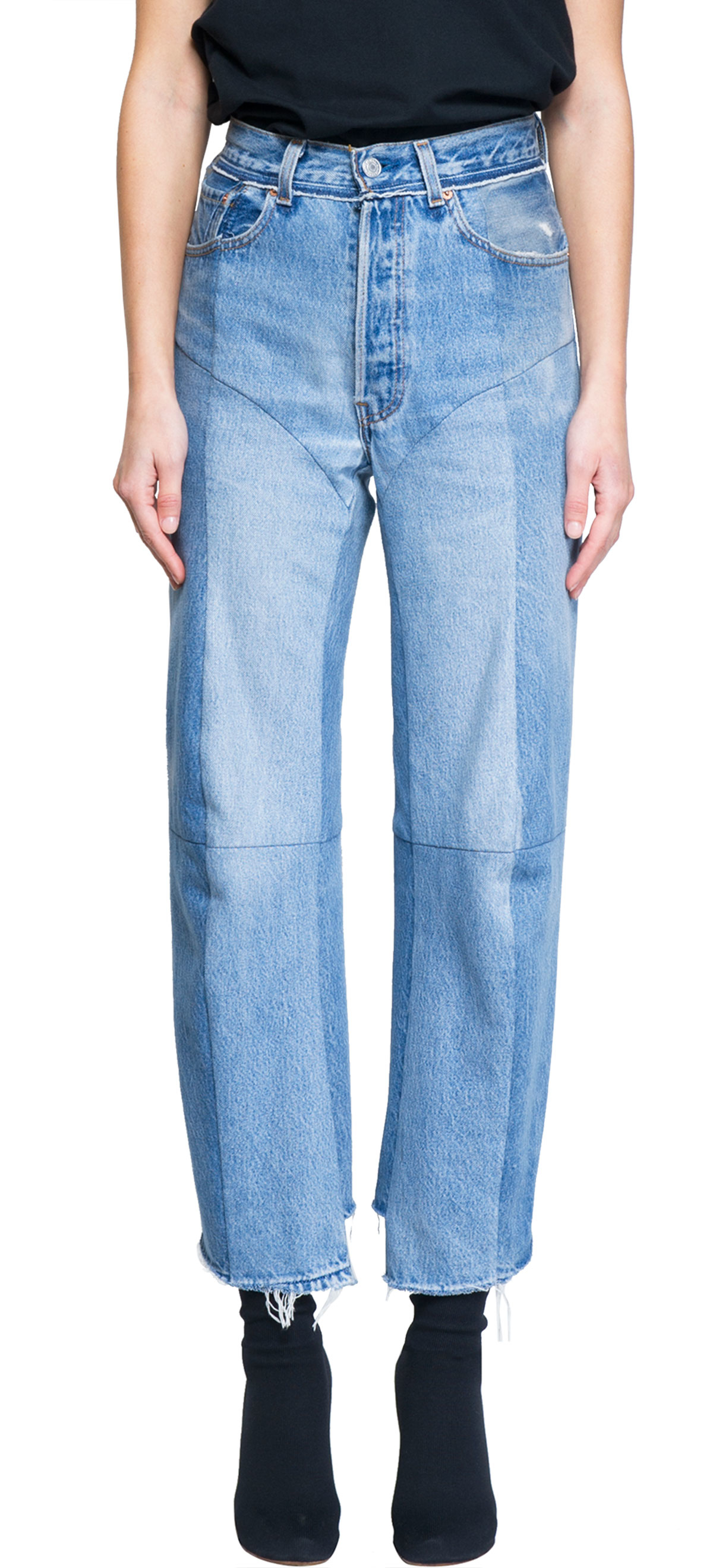 Vetements Paneled High-Waisted Straight-Leg Jeans in Blue - Lyst