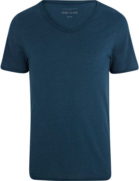River Island Teal Blue Low Scoop T-shirt in Blue for Men | Lyst