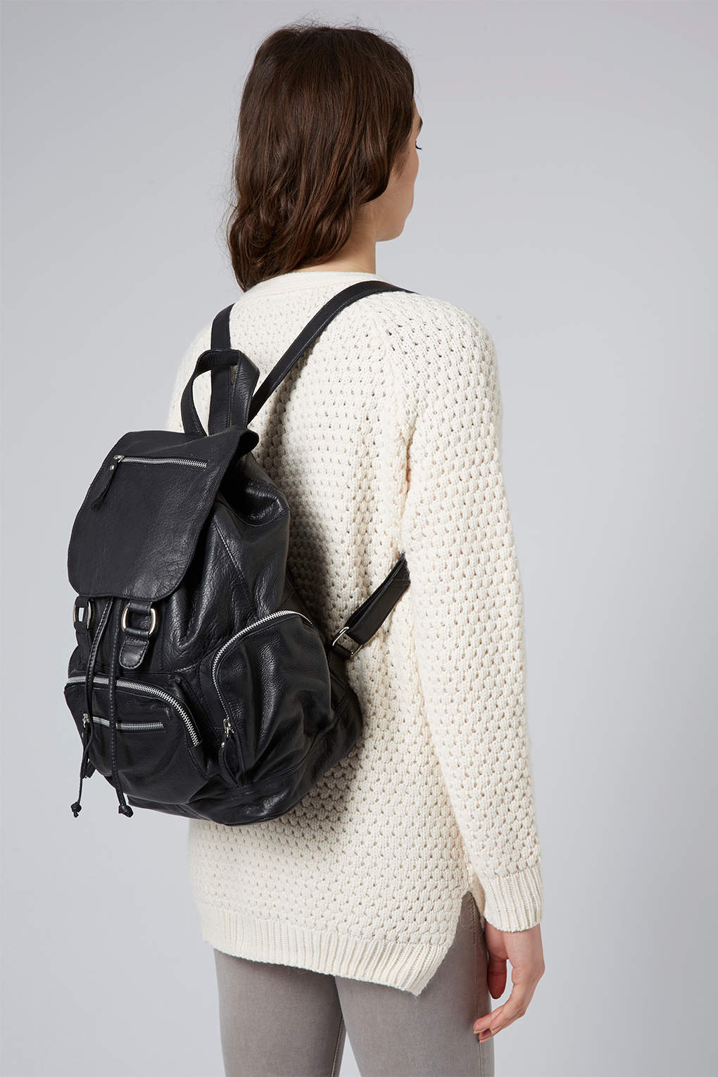 Lyst Premium Leather Backpack in Black