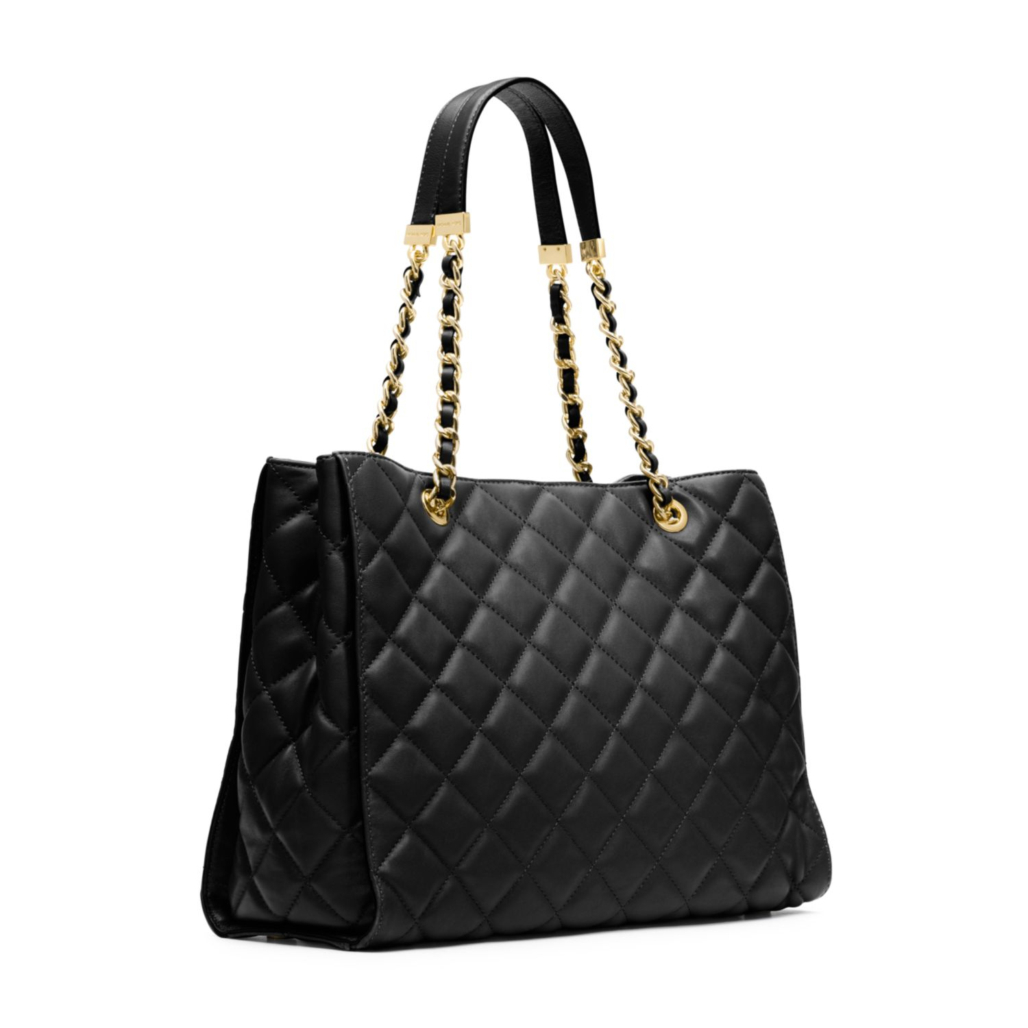 Michael kors Susannah Quilted Leather Large Tote in Black | Lyst