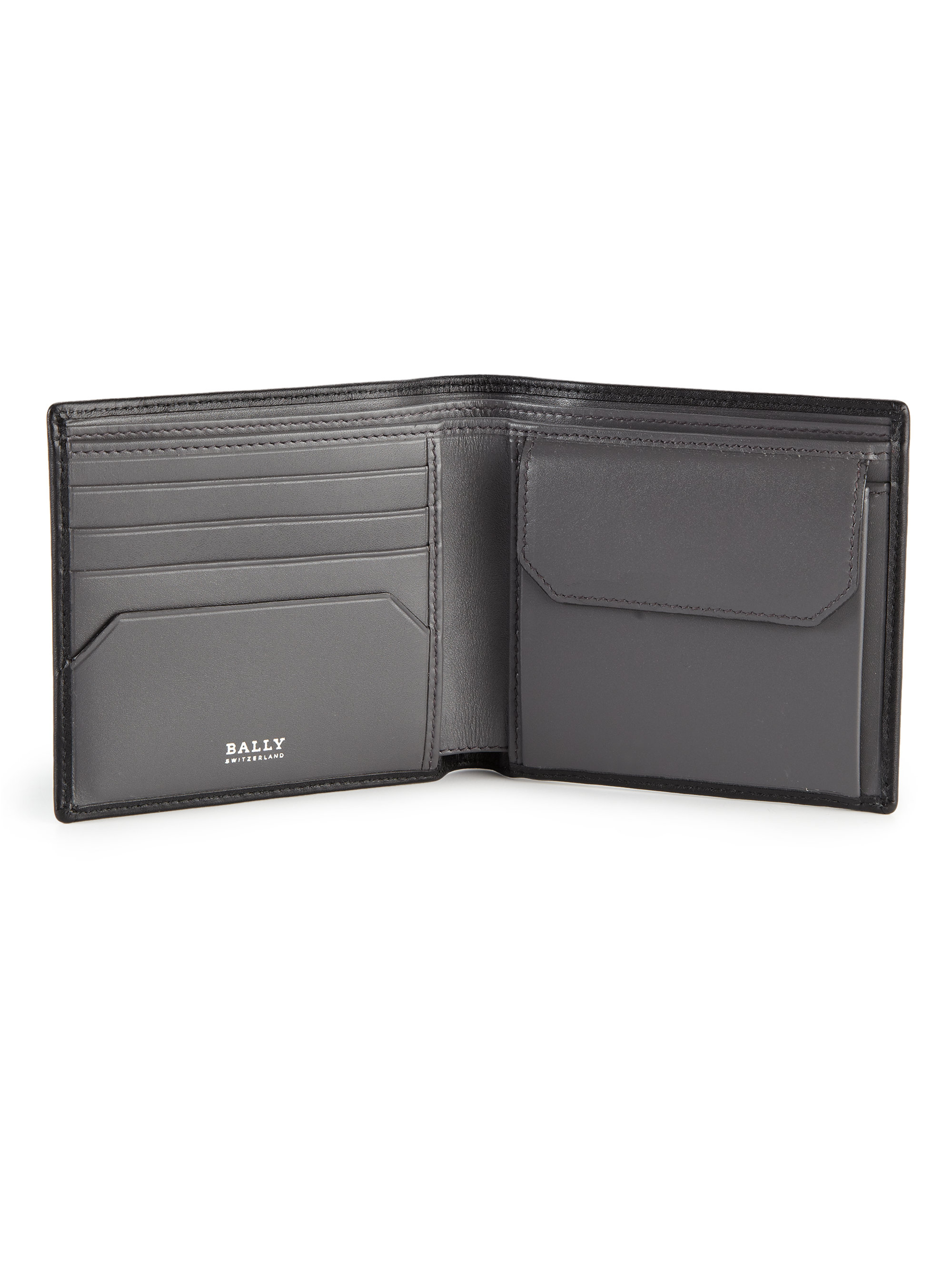 Lyst - Bally Metal Embellished Leather Coin Wallet in Black for Men