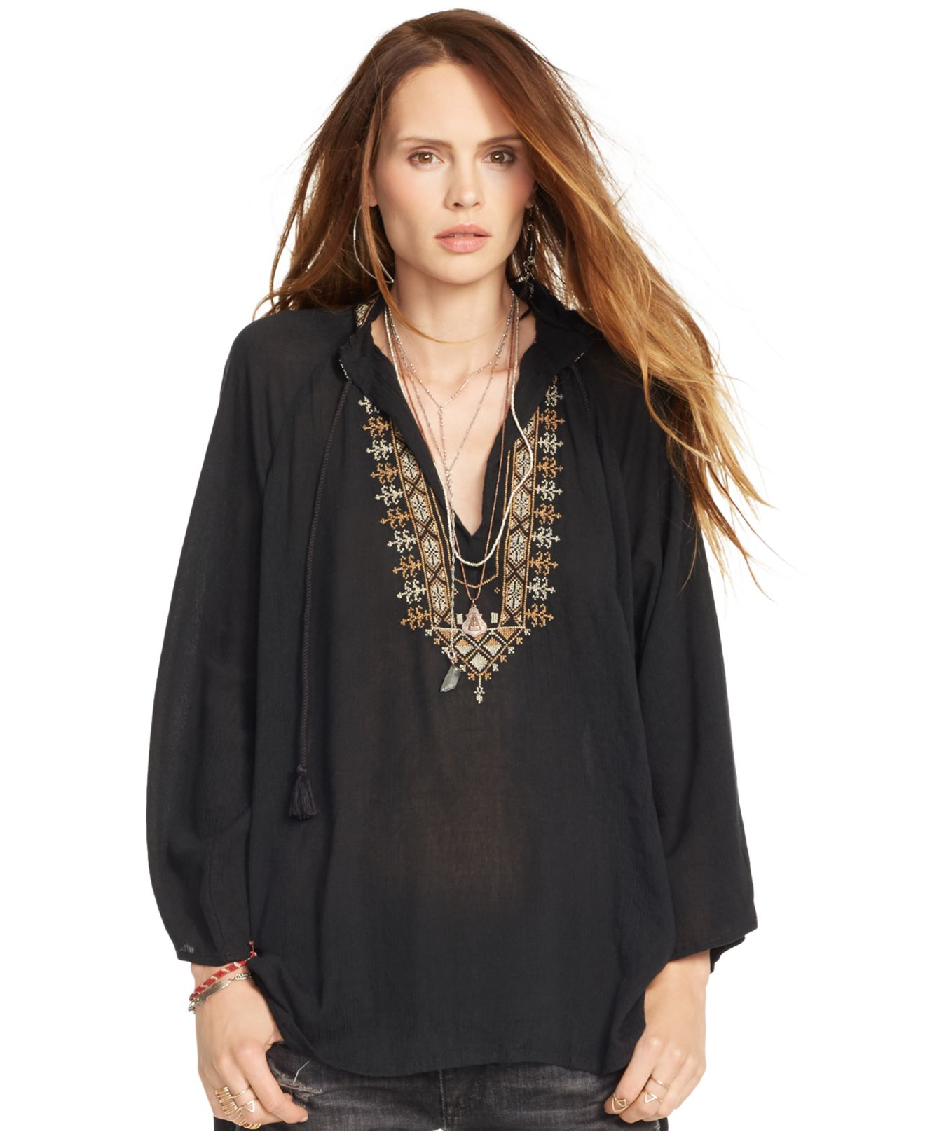 Lyst - Denim & Supply Ralph Lauren Embroidered Peasant Top in Black