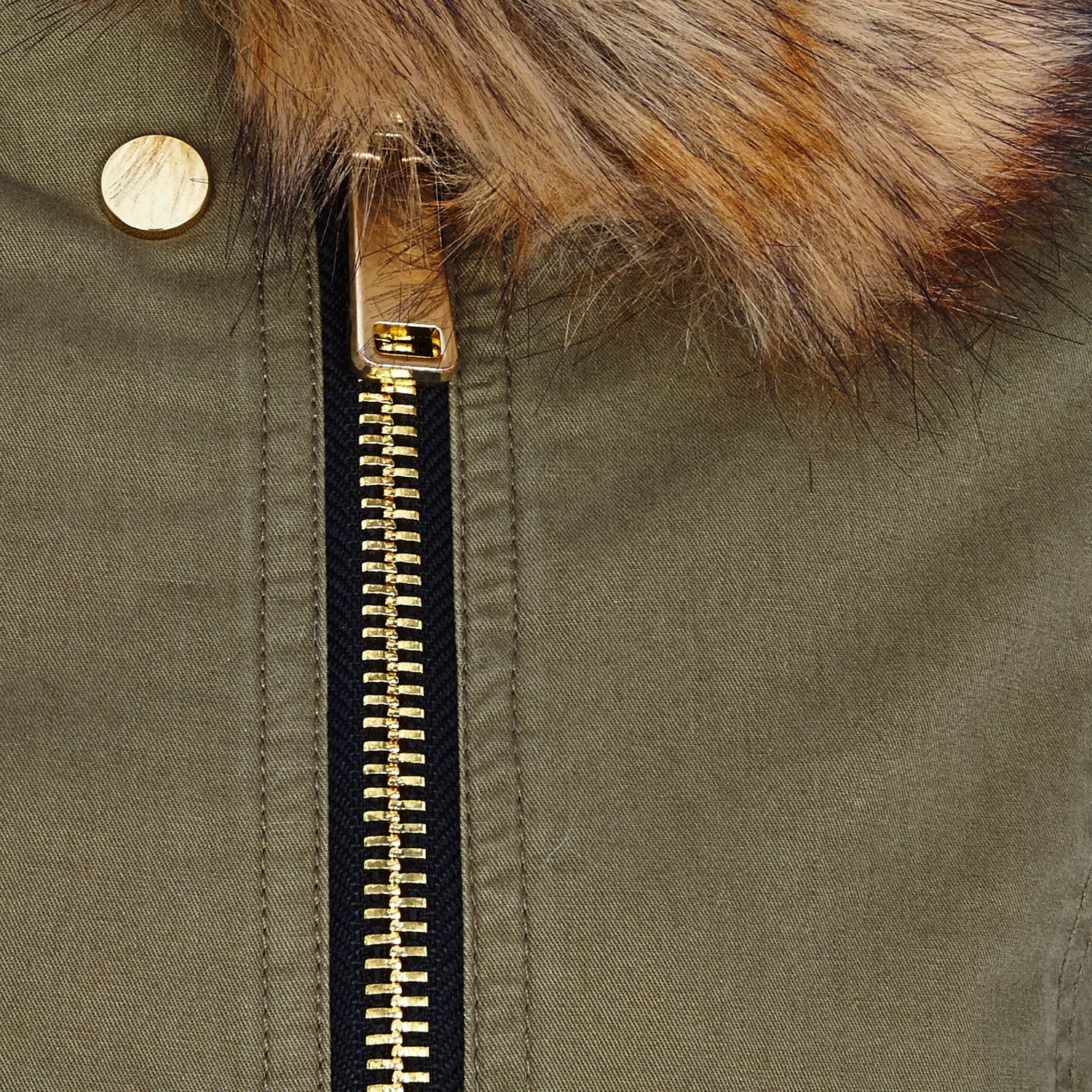 River Island Khaki Faux Fur Collar Parka Jacket In Green Lyst Gallery