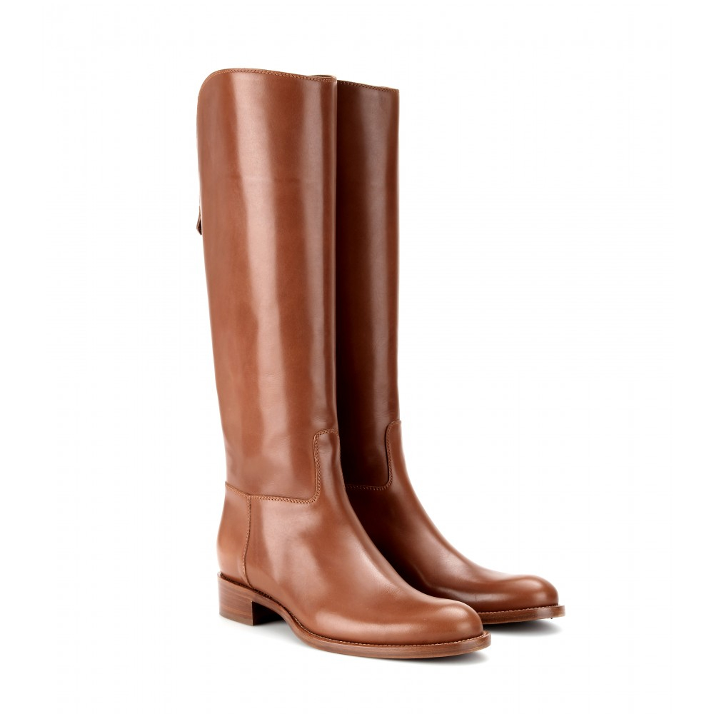 Lyst - Loro Piana Wellington Leather Knee Boots in Brown