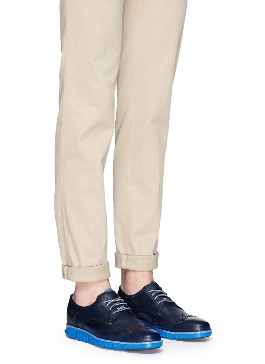 cole haan zerogrand wingtip blue