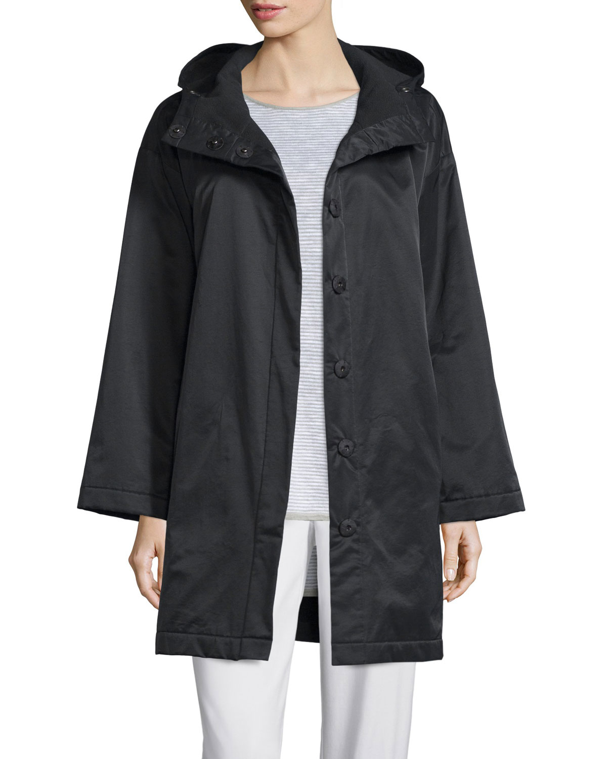 eileen fisher black hooded jacket