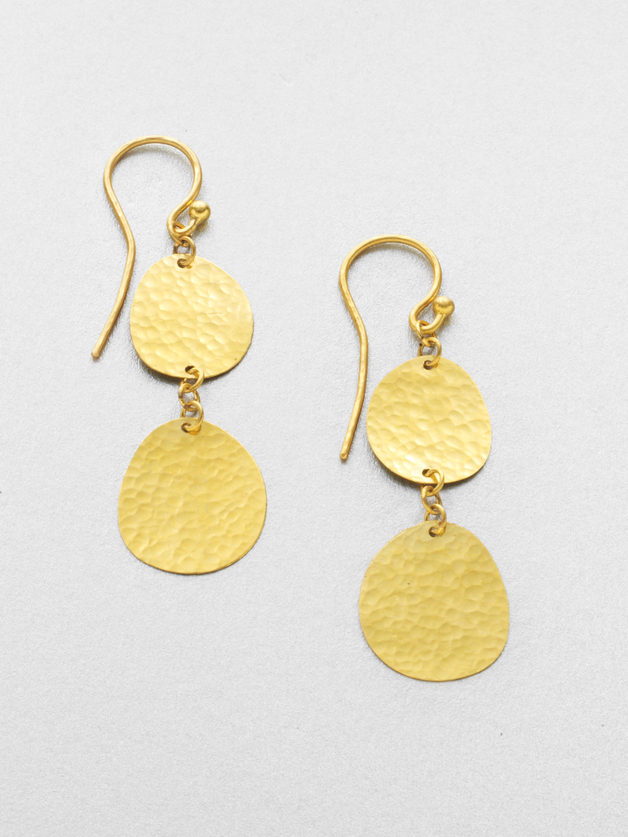 Gurhan 24k Disc Drop Earrings in Gold | Lyst