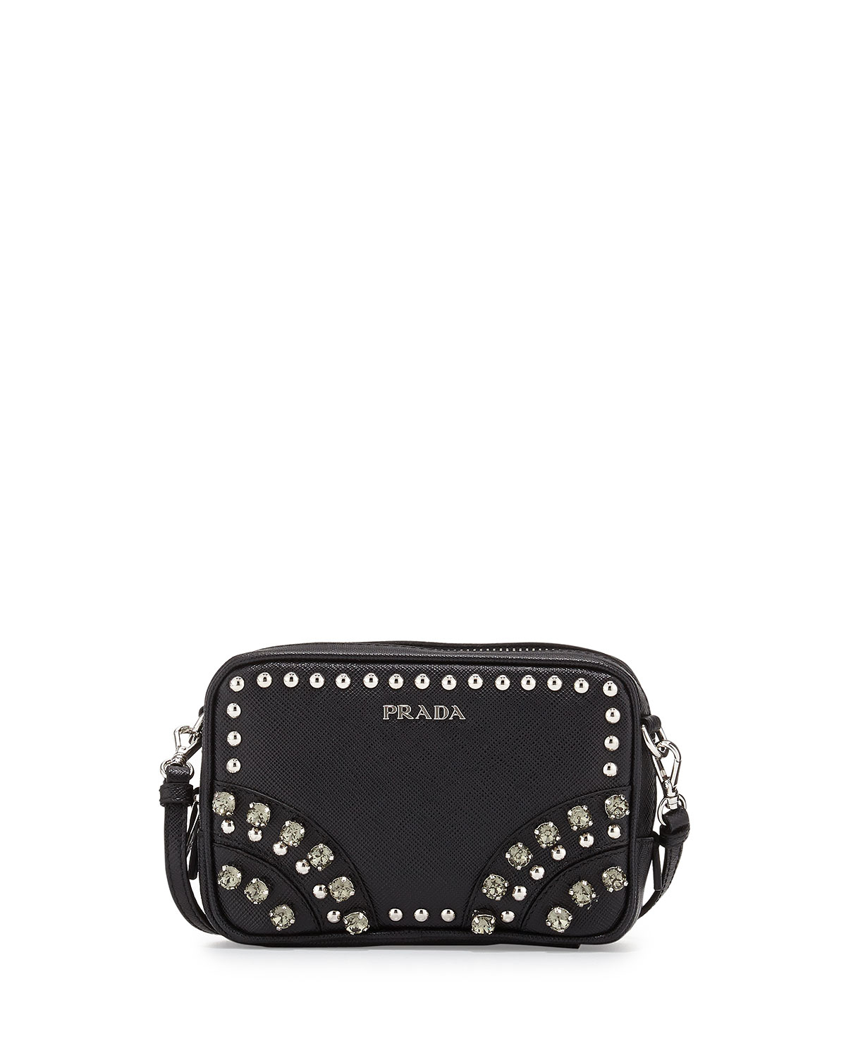 nylon prada wallet - Prada Saffiano Crystal Crossbody Bag in Black | Lyst