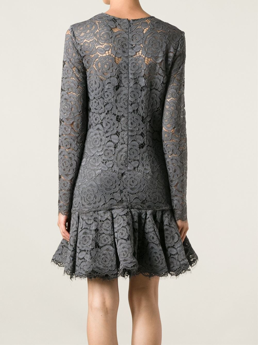 Wedding Gray Lace Dress dkny flared lace dress in gray lyst gallery