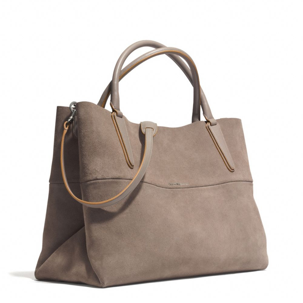 Coach Large Soft Borough Bag In Suede in Gray | Lyst