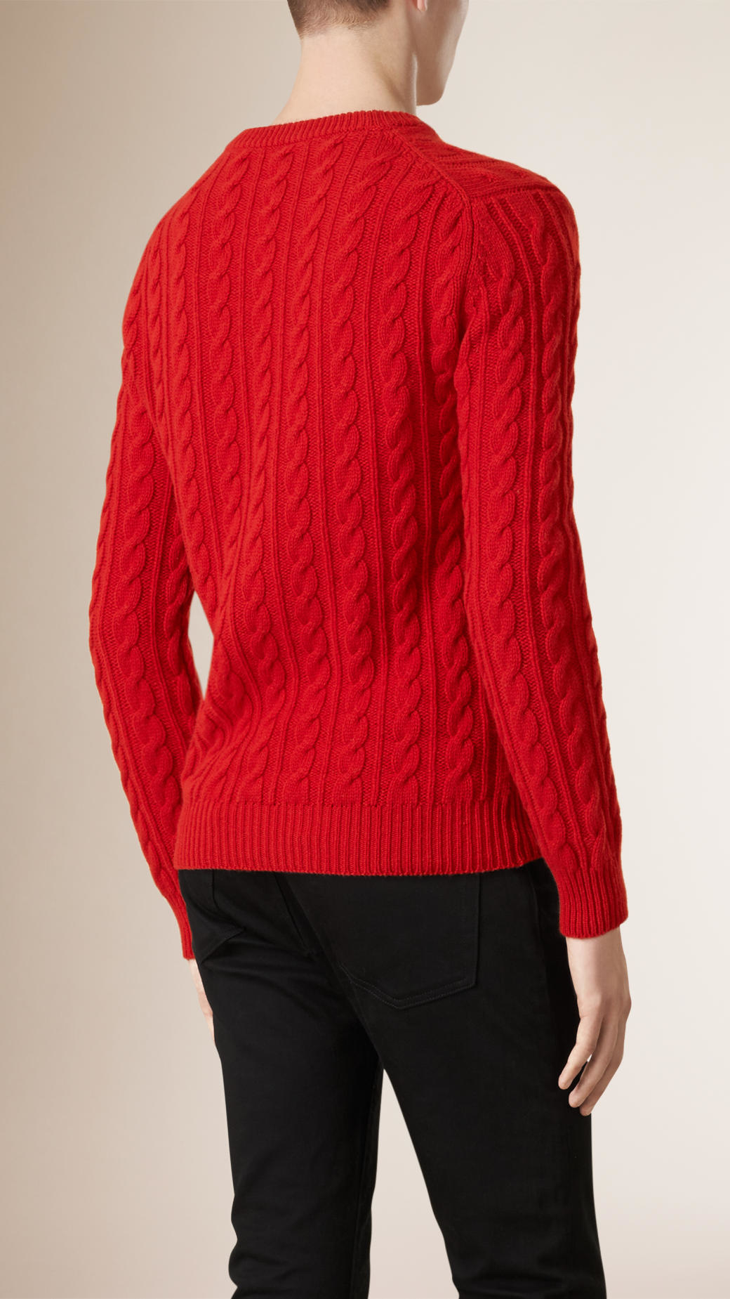 Burberry Cable Knit Wool Cashmere Sweater Parade Red in Red for ...