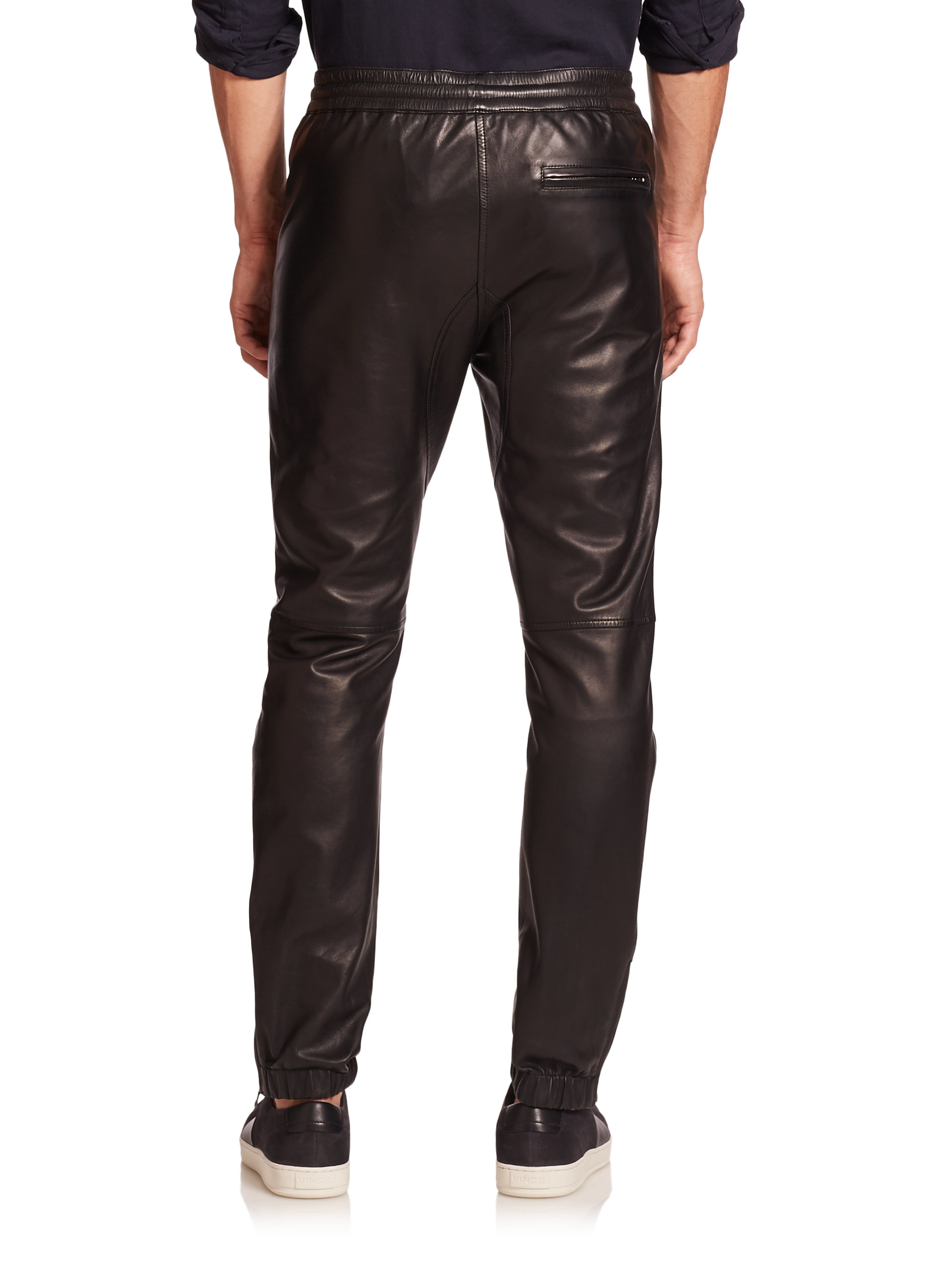 Lyst - Vince Leather Moto Jogger Pants in Black for Men