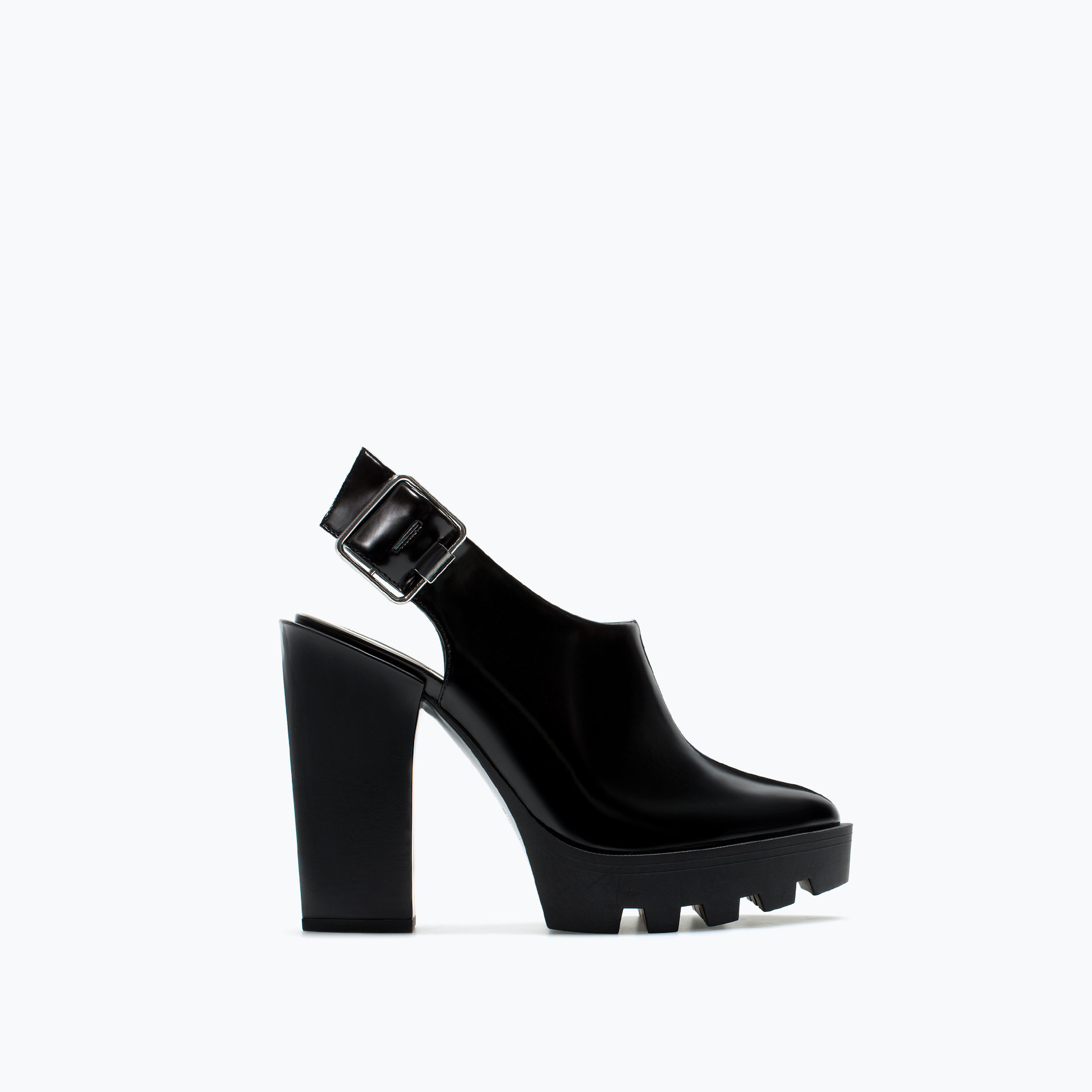 zara leather heeled platform mules
