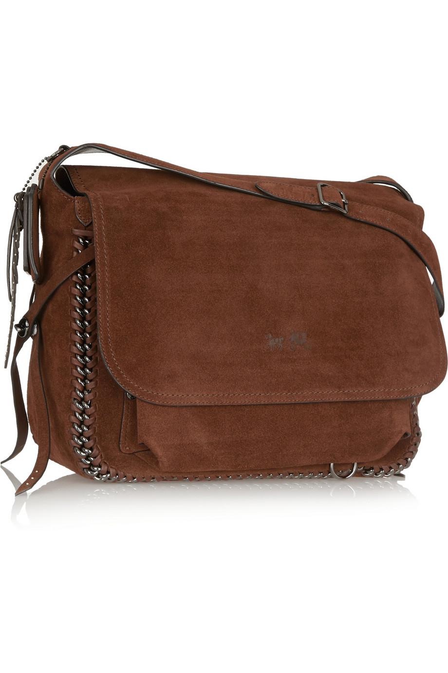 Lyst Coach Dakota Chaintrimmed Suede Shoulder Bag in Brown