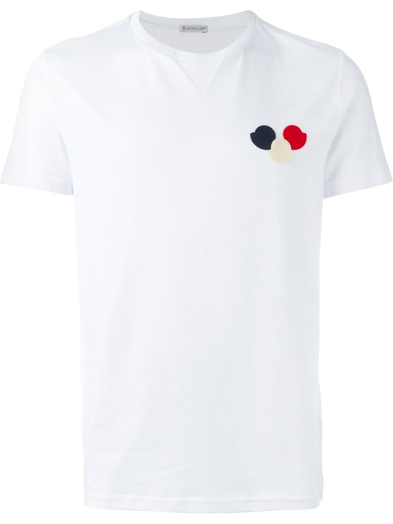 Moncler Logo Patch Cotton T-Shirt in White for Men | Lyst