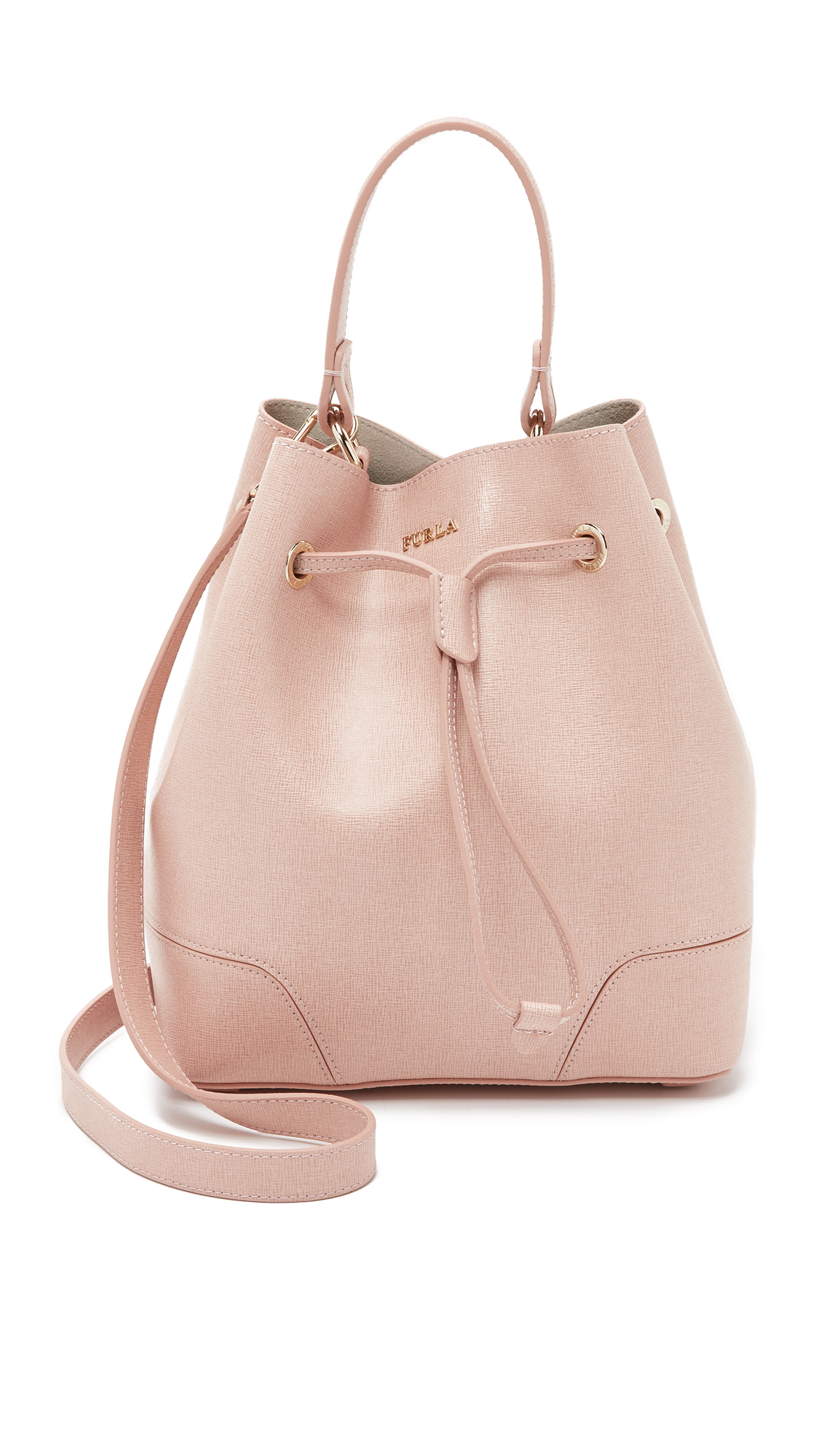 Lyst Furla Stacy Small Drawstring Bucket Bag Moonstone In Natural Gallery