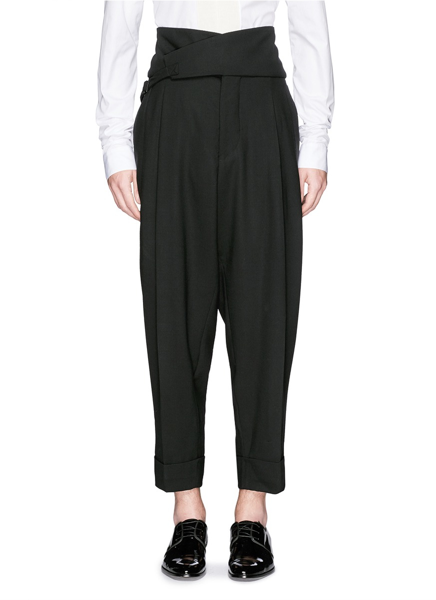 Haider ackermann High Wrap Waist Fleece Wool Pants in Black for Men | Lyst