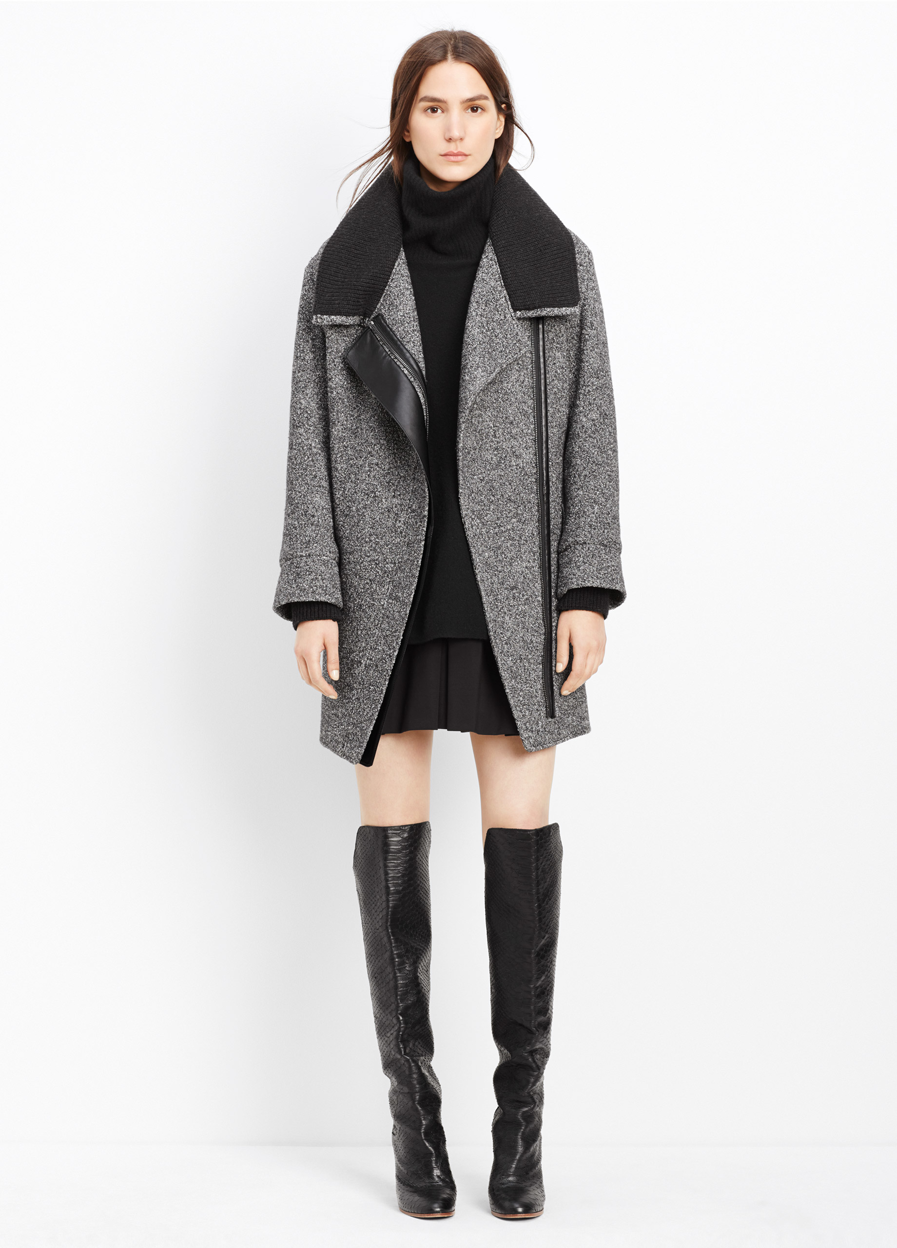 Lyst Vince Shawl Collar Asymmetric Coat In Black Gallery