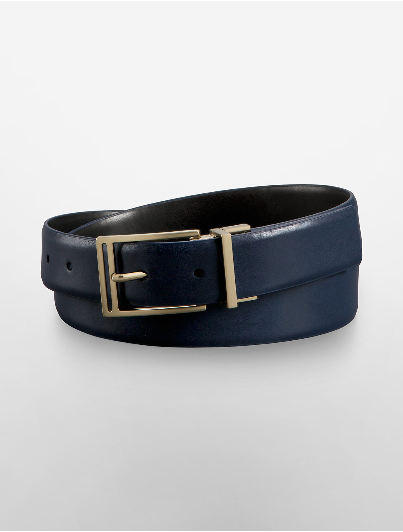 Lyst - Calvin Klein White Label Solid Reversible Leather Belt in Blue ...