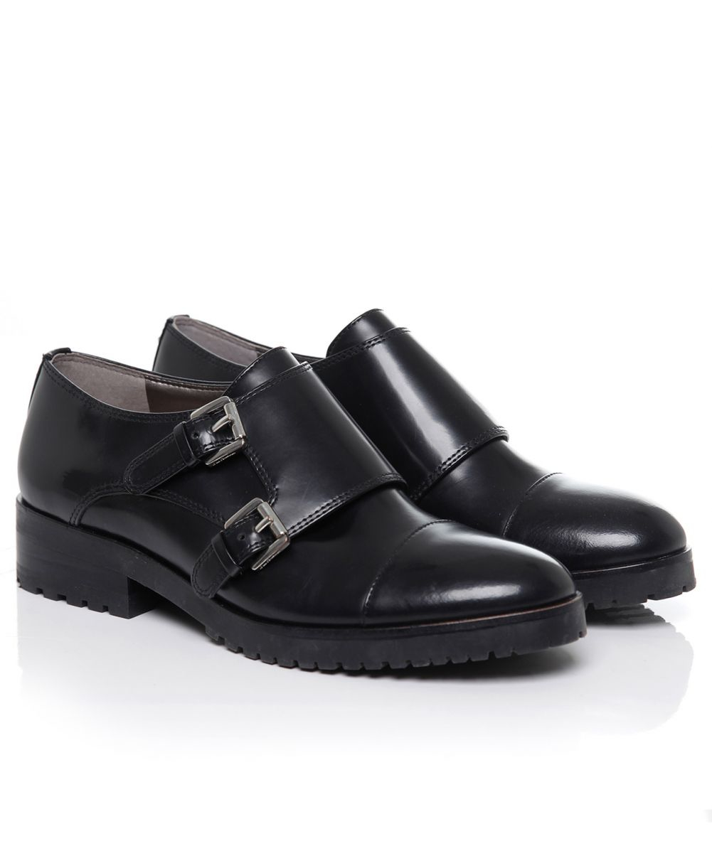 Lyst - Sam Edelman Melanie Leather Double Buckle Shoes in Black Gallery