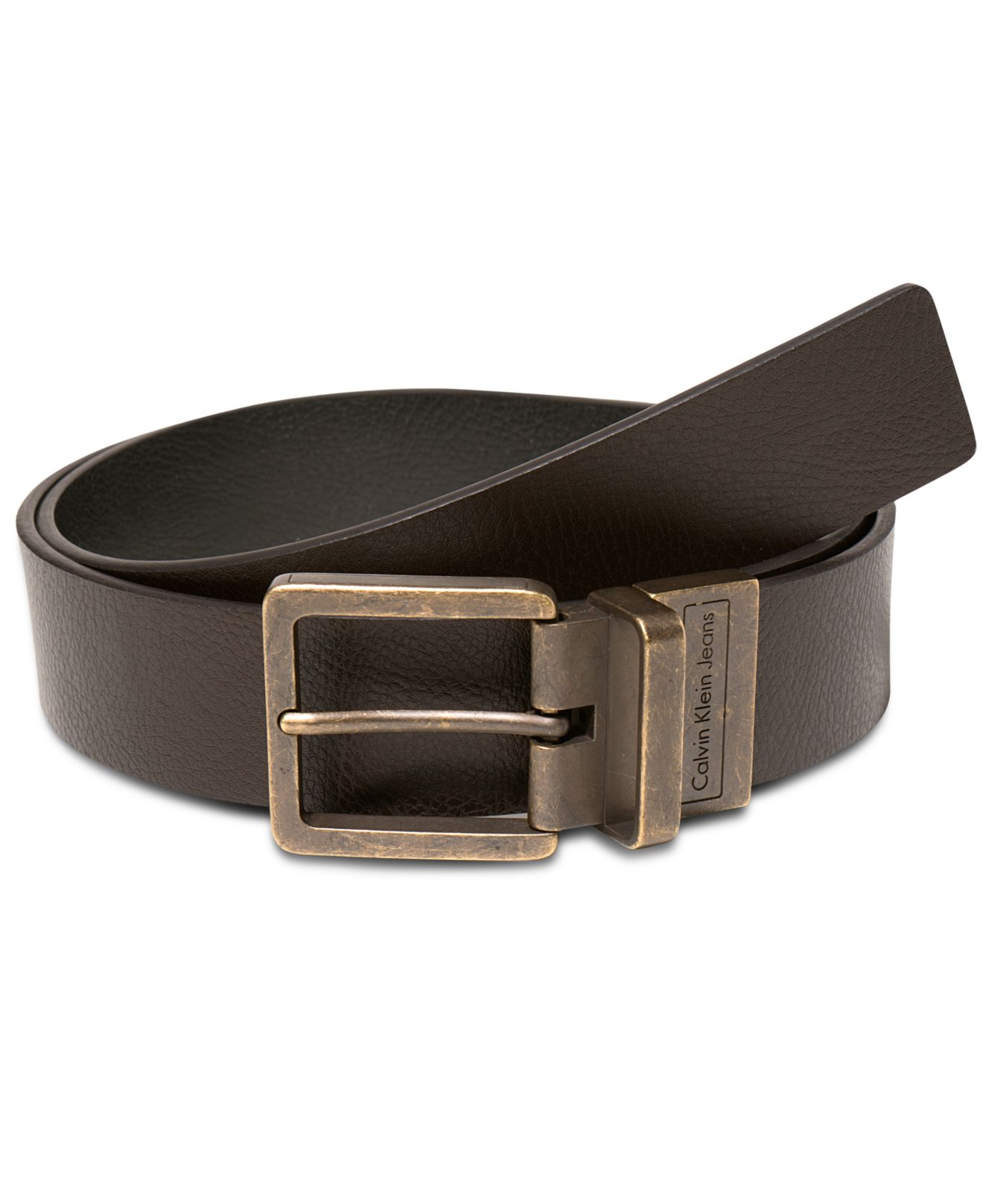 Lyst - Calvin Klein 38mm Reversible Casual Brass Buckle Belt in Black