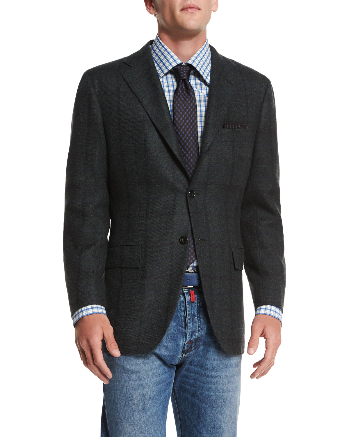 Lyst - Kiton Cashmere Plaid Sport Coat in Green for Men