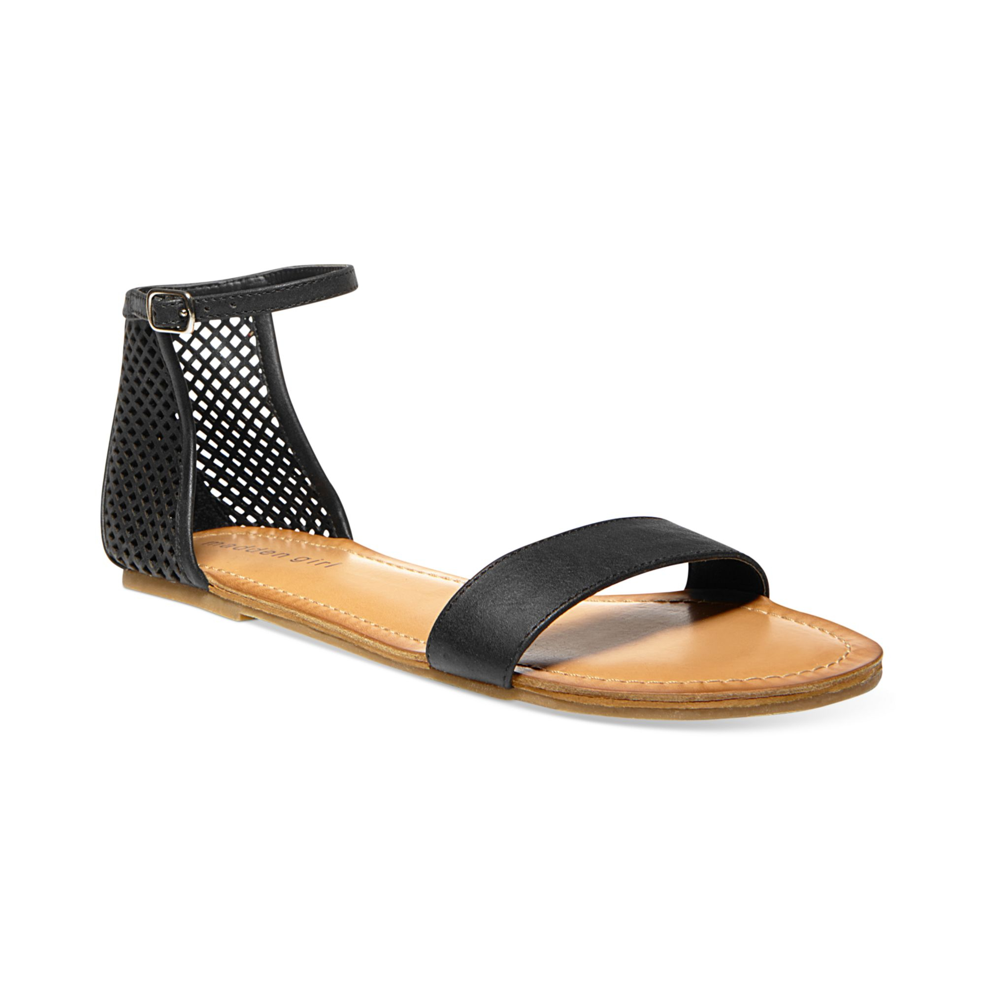 Madden girl Znapshot Perforated Flat Sandals in Black Lyst