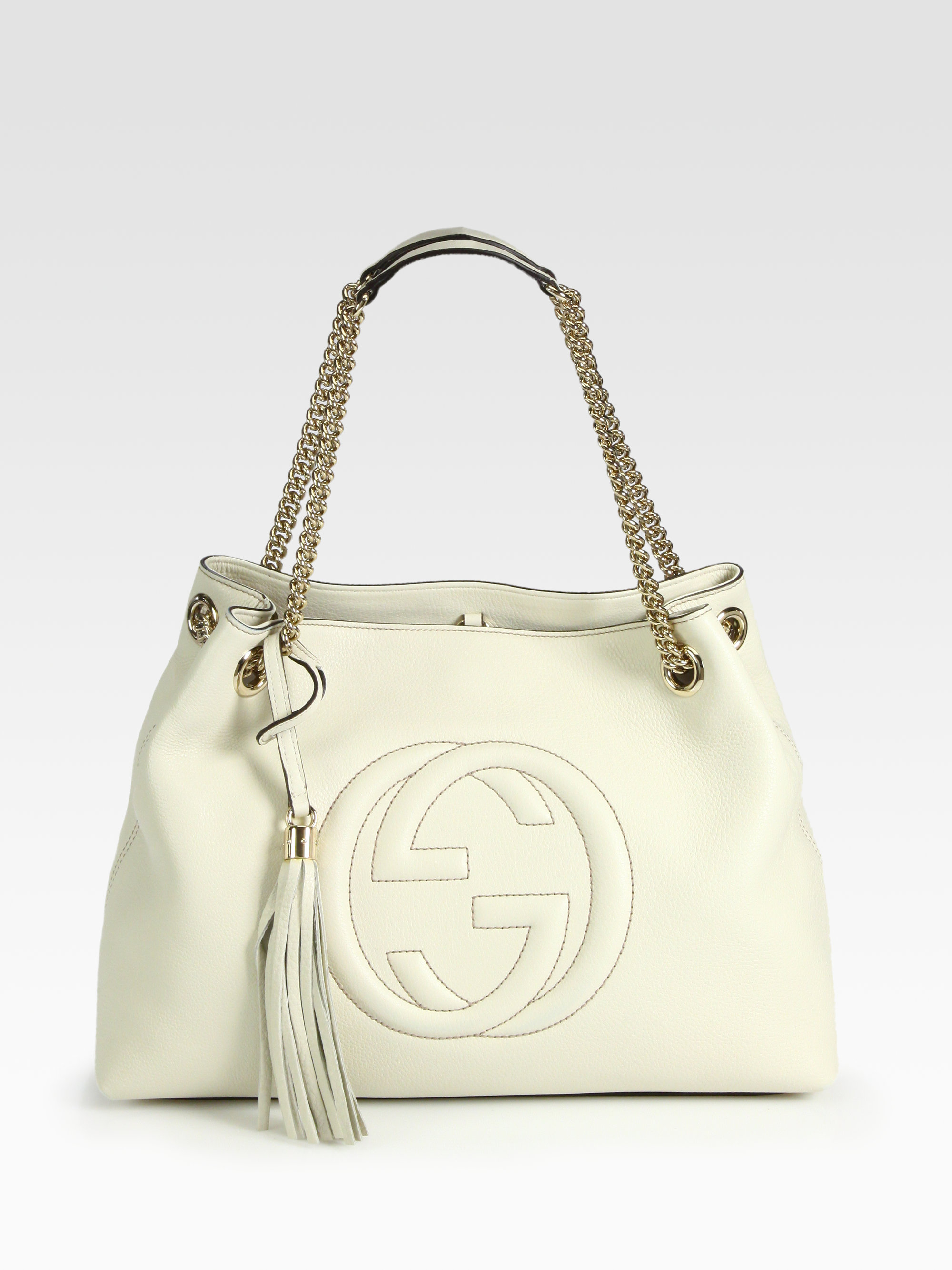 Gucci Soho Leather Shoulder Bag in White - Lyst
