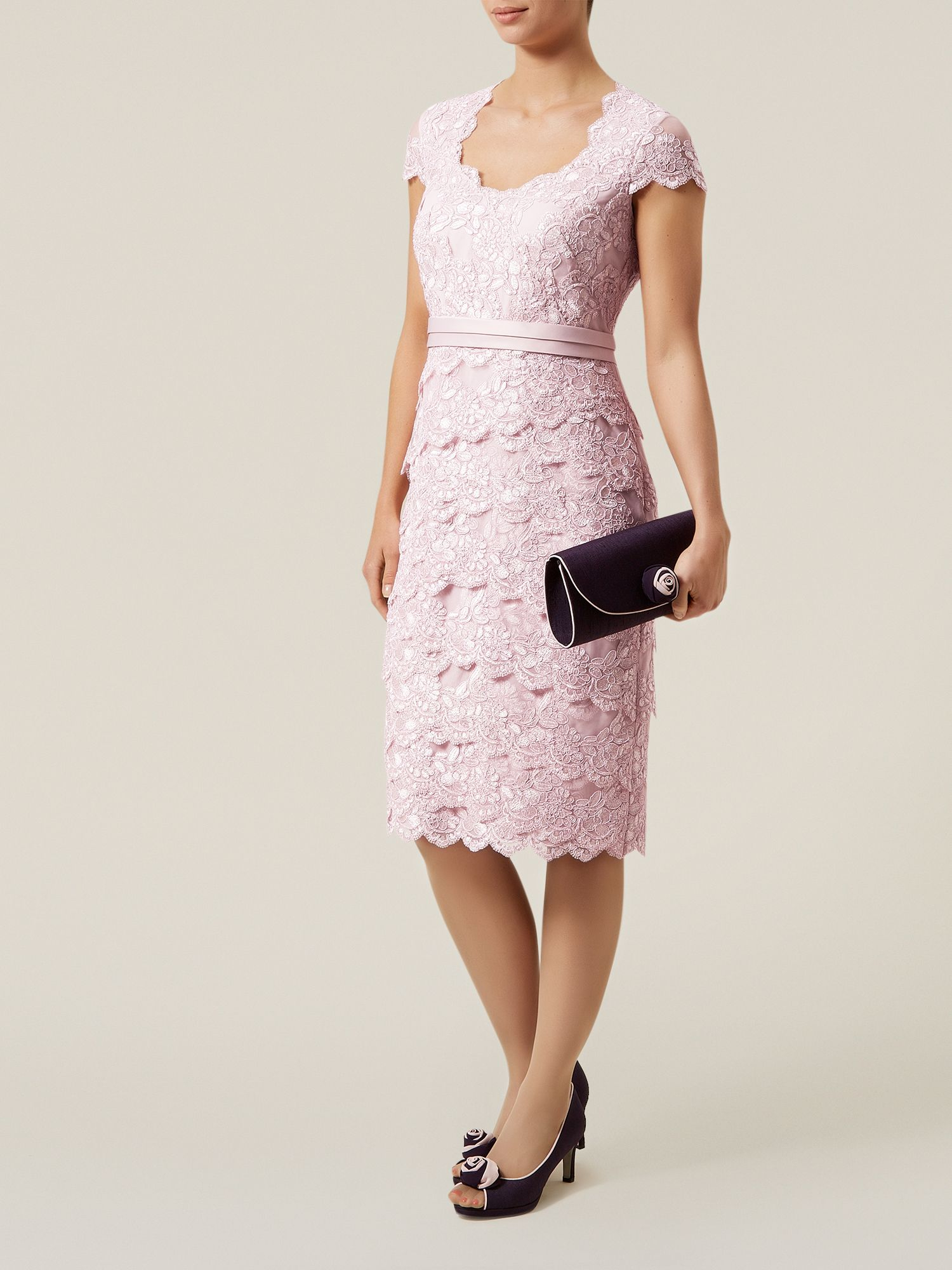 Jacques vert Lace Tiered Dress in Pink | Lyst
