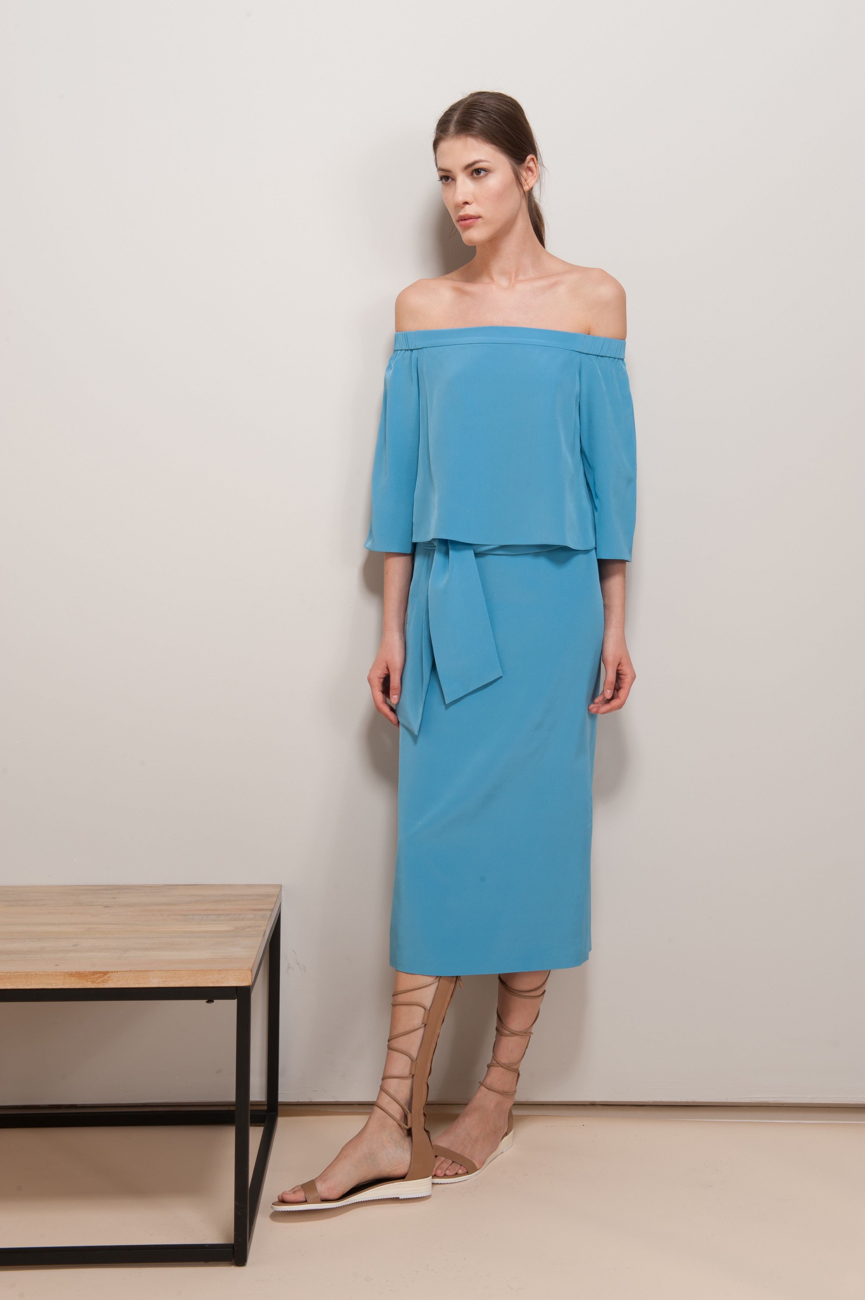Tibi Off the Shoulder Midi Dress