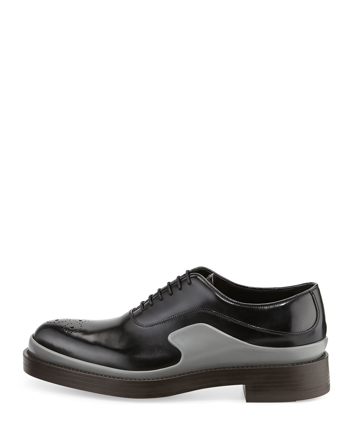 Prada Runway Two-Toned Leather Derby Shoes in Black | Lyst