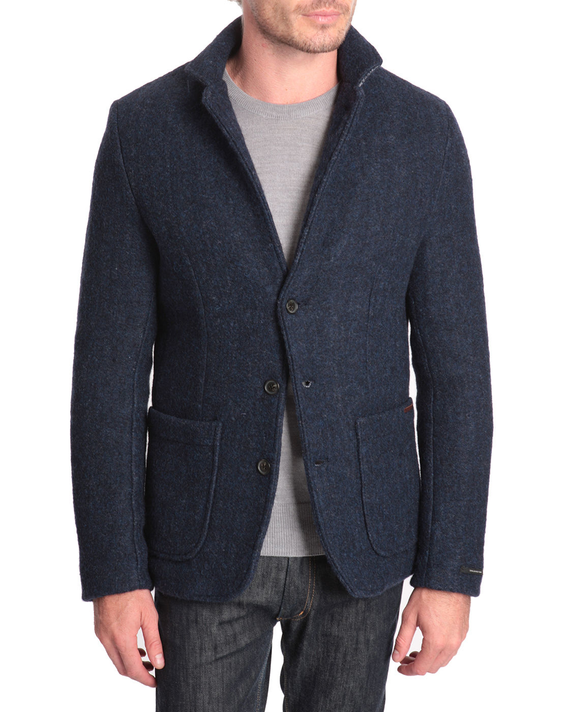 Scotch and soda Boiled Wool Jacket With Neoprene Lining in Black for