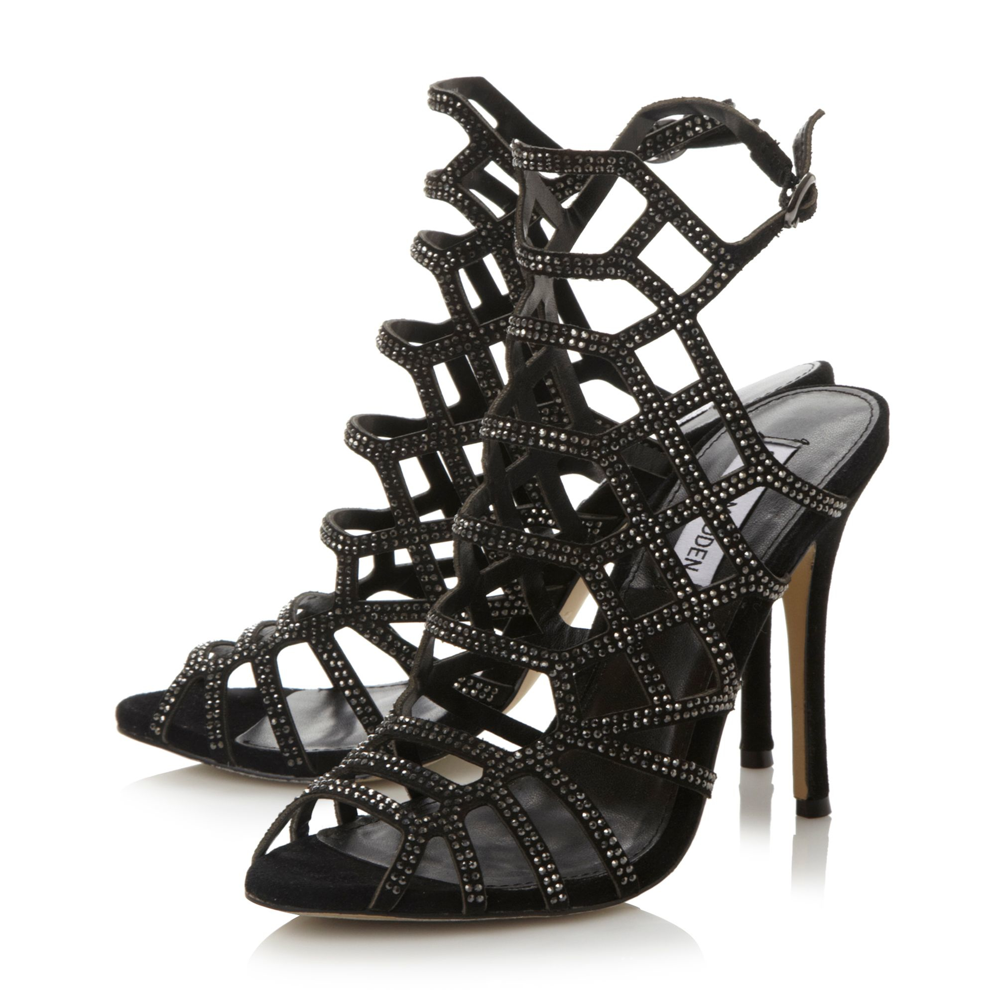 Steve Madden Slithur Caged Heel Sandals In Black Lyst