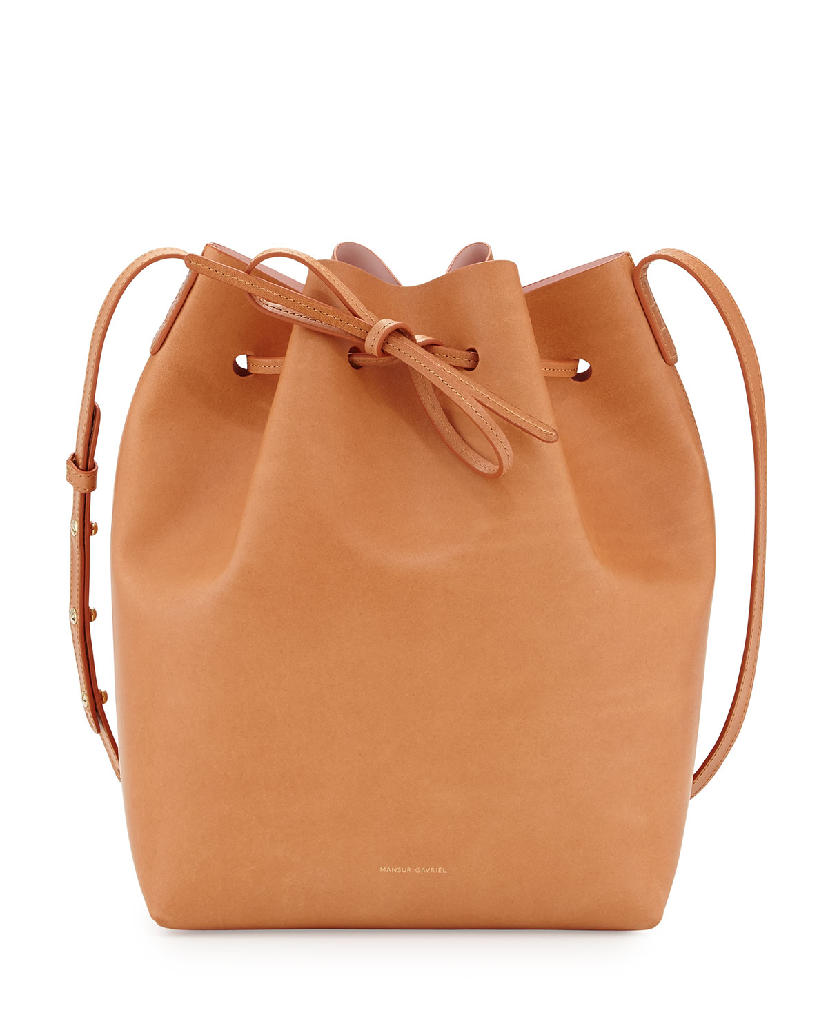 Mansur Gavriel Coated Leather Bucket Bag in Brown (Camel/Pink) | Lyst