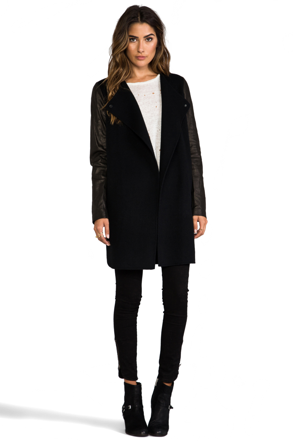 black coat leather sleeves