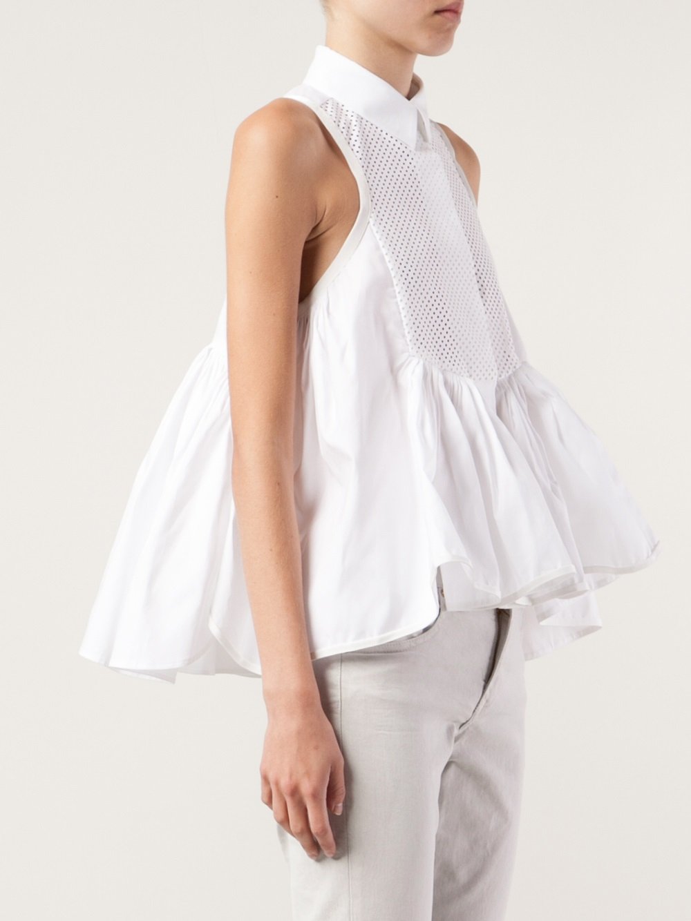 pleated white top