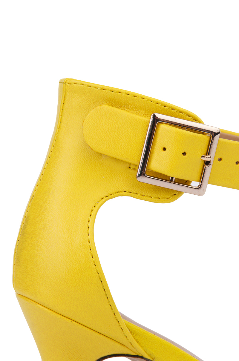 yellow ankle strap shoes
