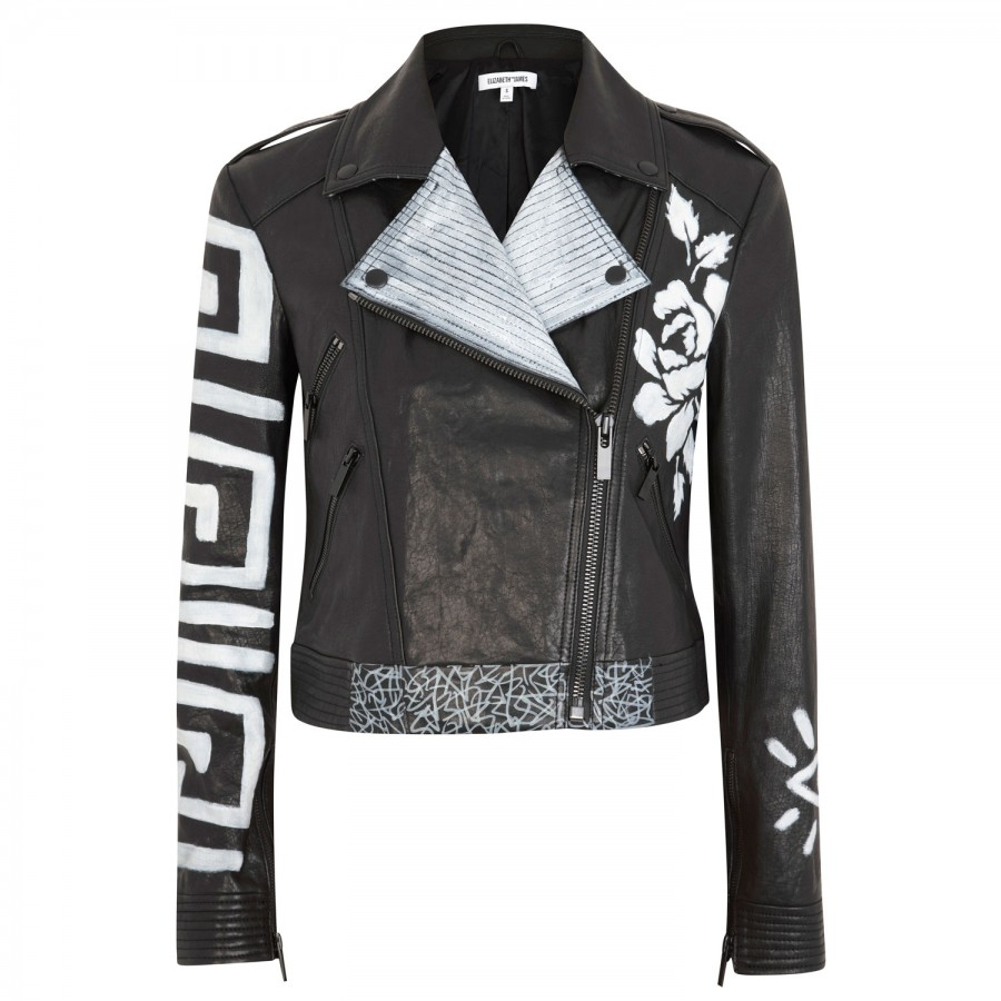 Elizabeth And James Erwan Hand Painted Leather Jacket In Black Lyst Gallery