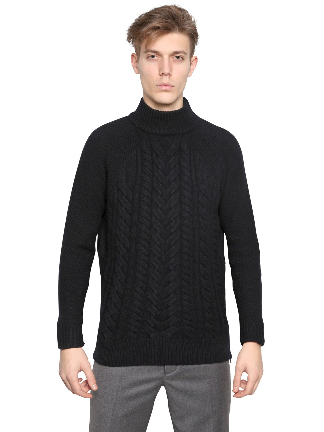 Lyst - Carven Side Zip Twisted Wool Knit Sweater in Black for Men