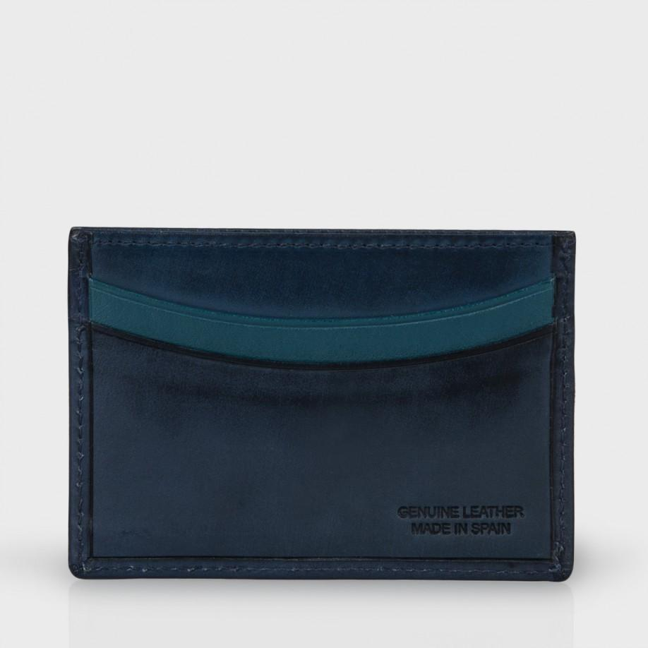 Lyst - Paul Smith Navy Hand Burnished Leather Credit Card Case in Blue for Men