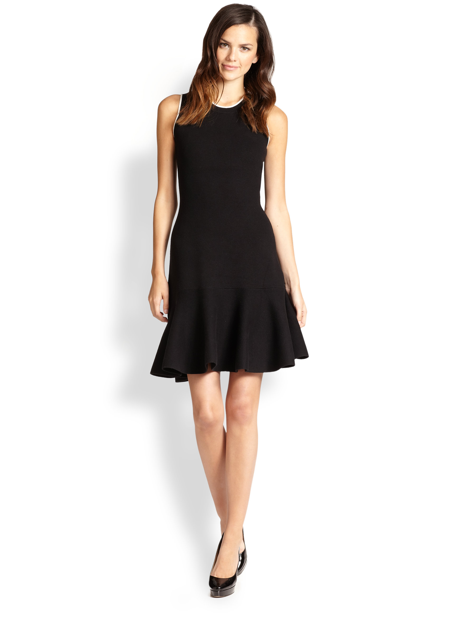 Lyst - Kate Spade New York Fluted Sweater Dress in Black