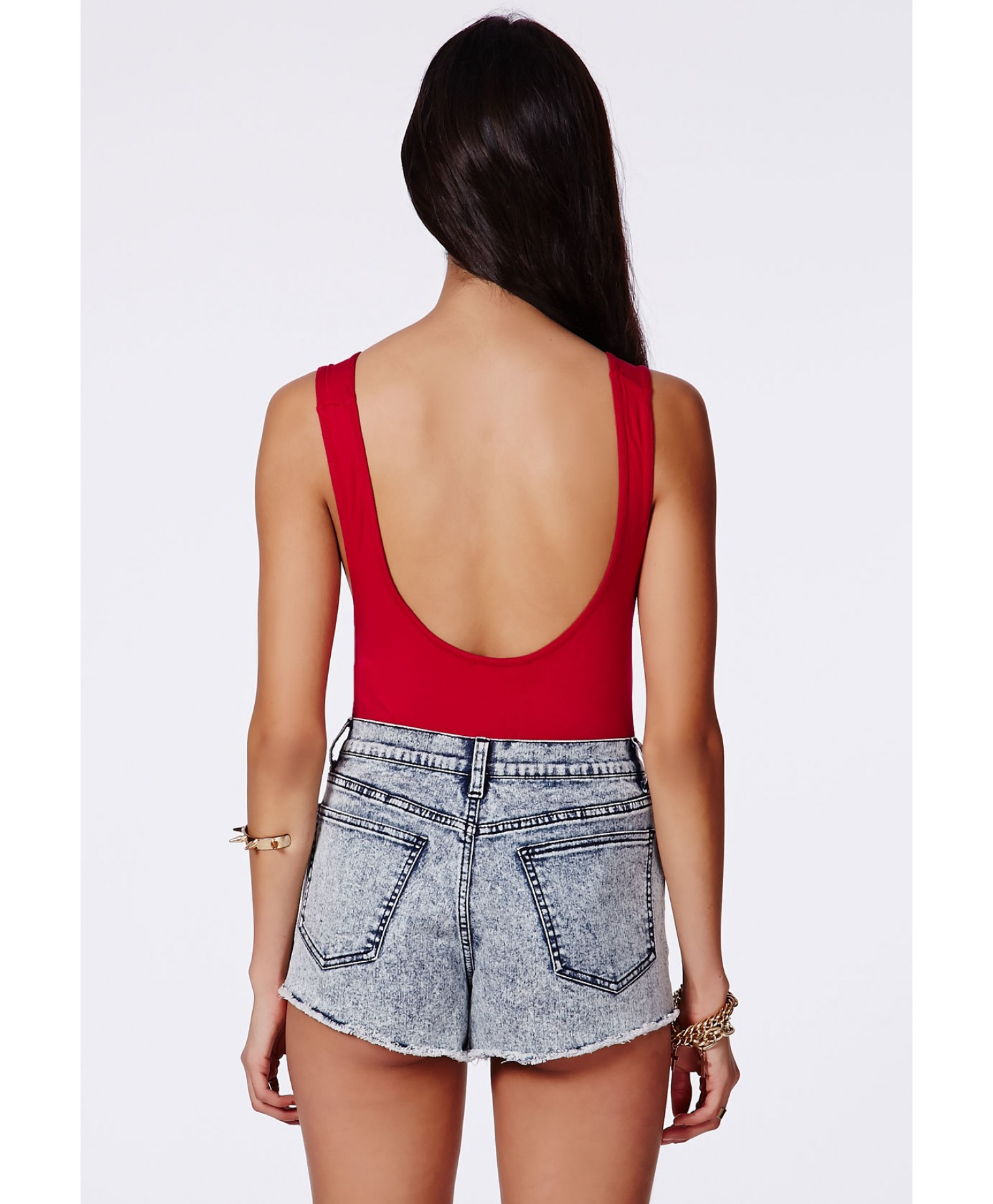 Missguided Ryska Lifeguard Backless Thong Bodysuit Campaign In Red Lyst