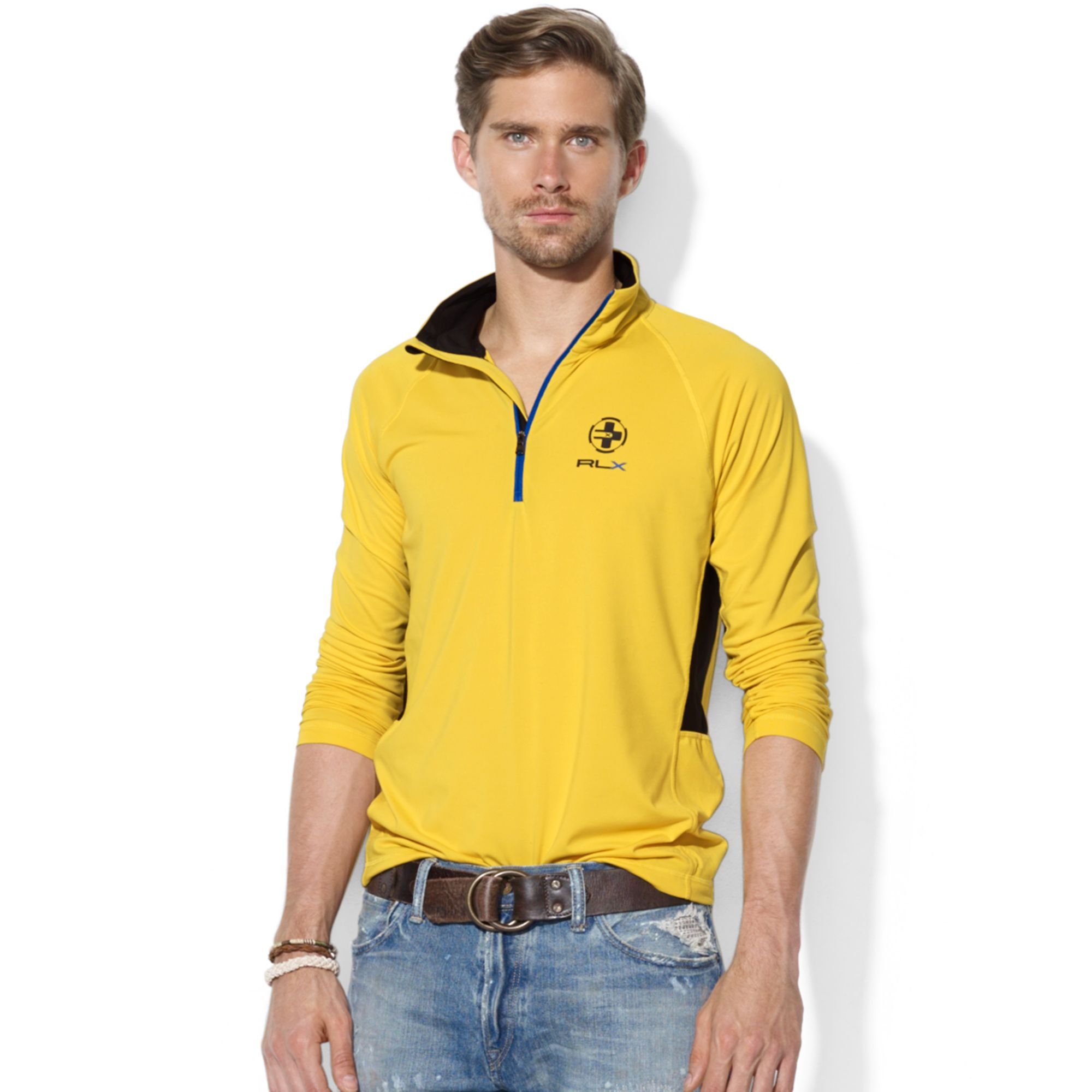 Download Lyst - Ralph Lauren Polo Rlx Halfzip Mock Neck Jersey Pullover in Yellow for Men