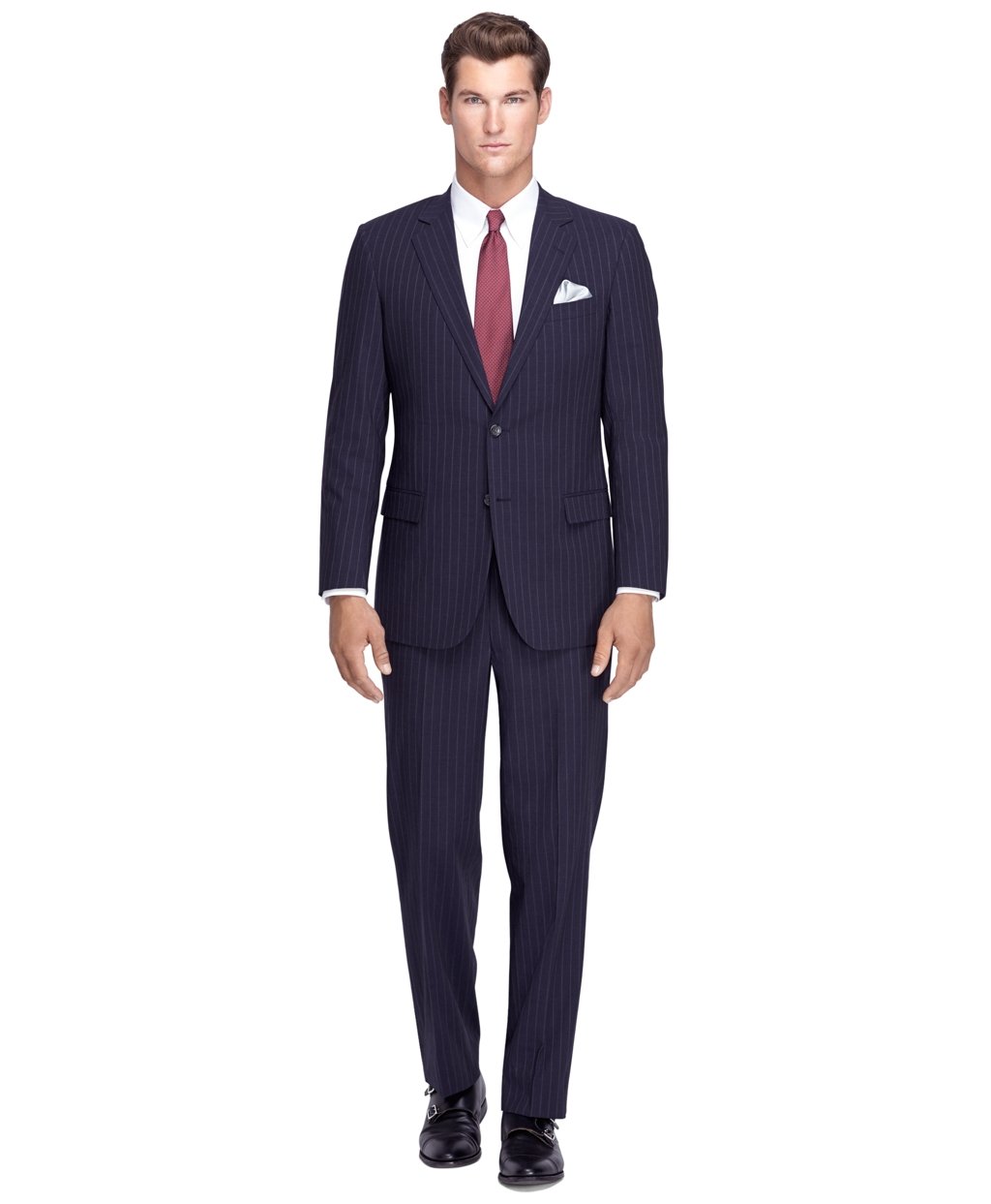 Lyst Brooks Brothers Fitzgerald Fit Navy Alternating Stripe Brookscool Suit In Blue For Men