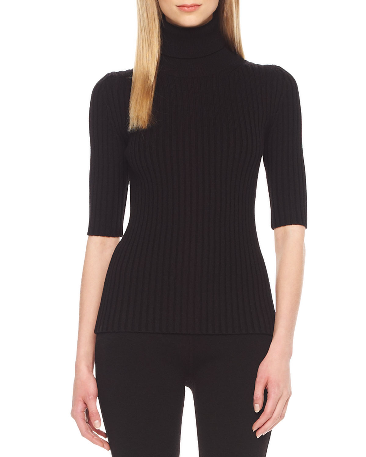 Michael Kors Ribbed Shortsleeve Turtleneck Black In Black Lyst