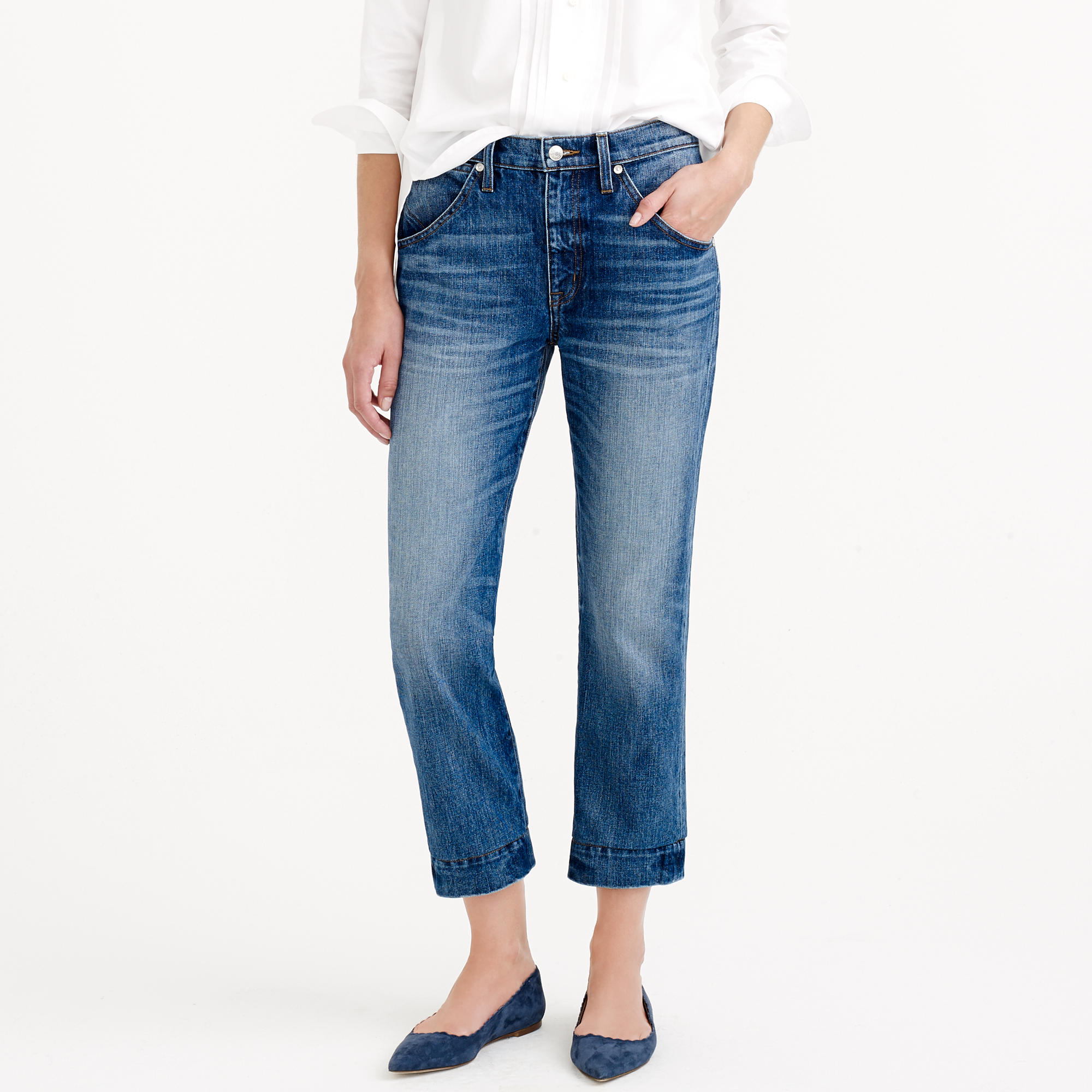 Lyst - J.Crew Point Sur Wide-leg Cropped Jean In Avett Wash in Blue