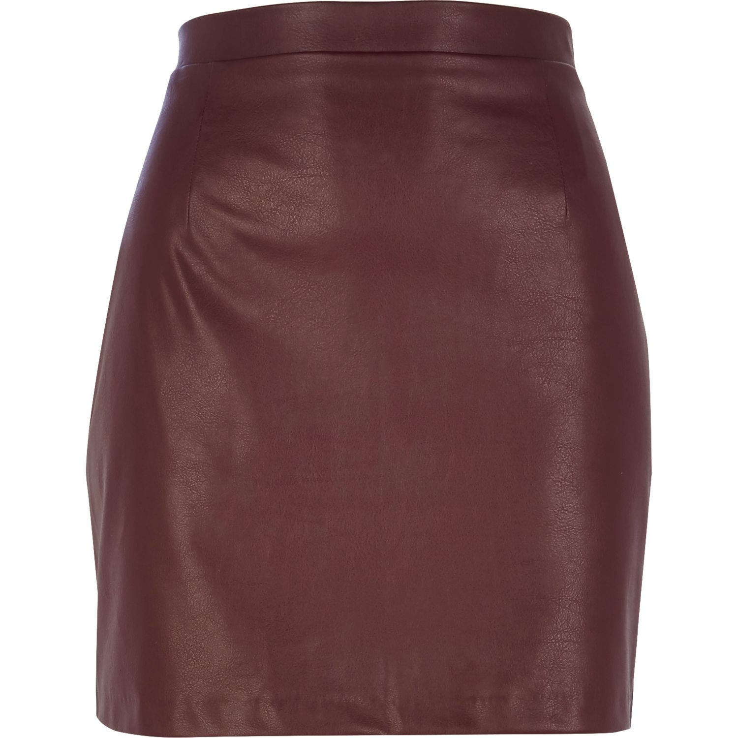 River island Dark Red Leather-Look Mini Skirt in Red | Lyst