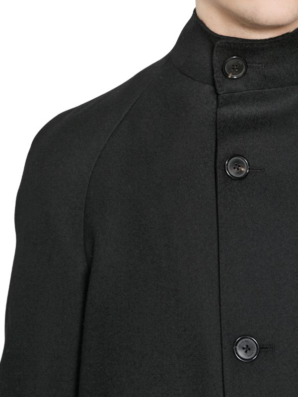 Cerruti 1881 Hooded Wool Gabardine Trench Coat in Black for Men | Lyst