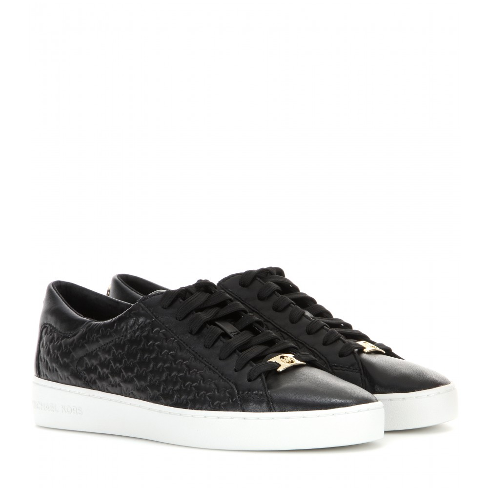 Michael Michael Kors Colby Leather Sneakers In Black Lyst Michael Michael Kors Colby Leather Sneakers In Black Lyst