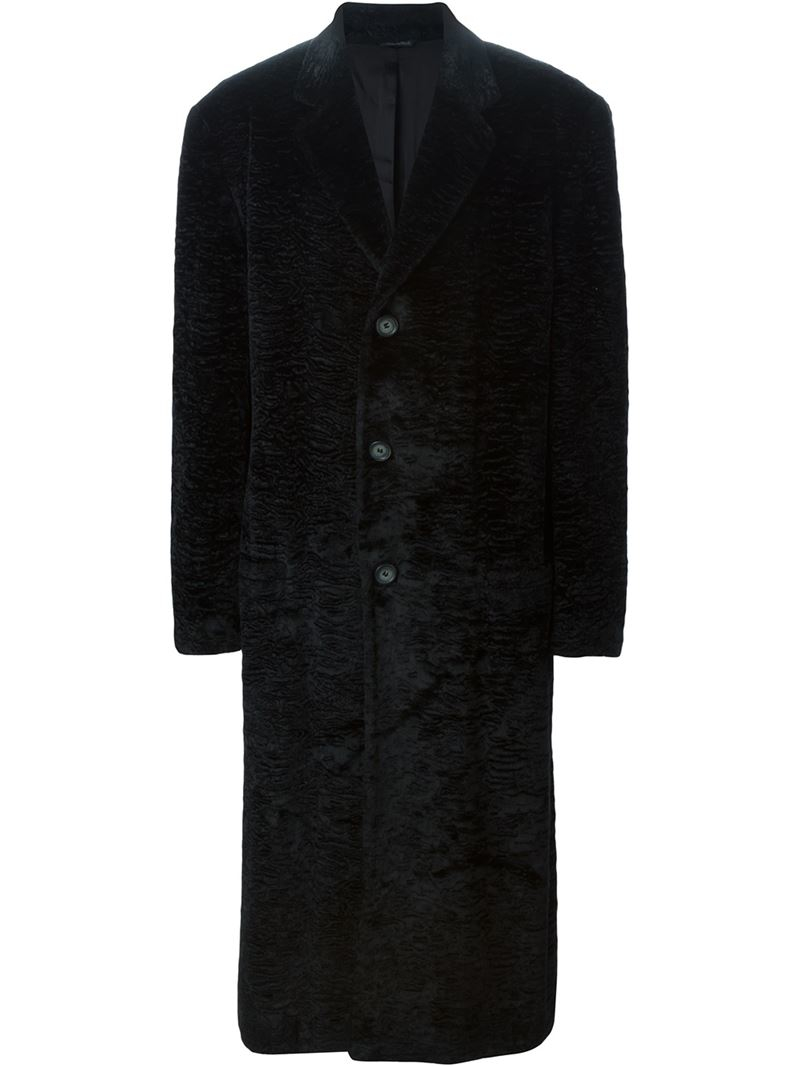 Versace Velvet Long Coat in Black for Men | Lyst